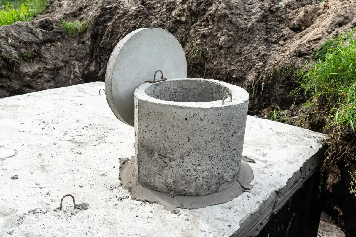 Concrete septic tank riser and access lid